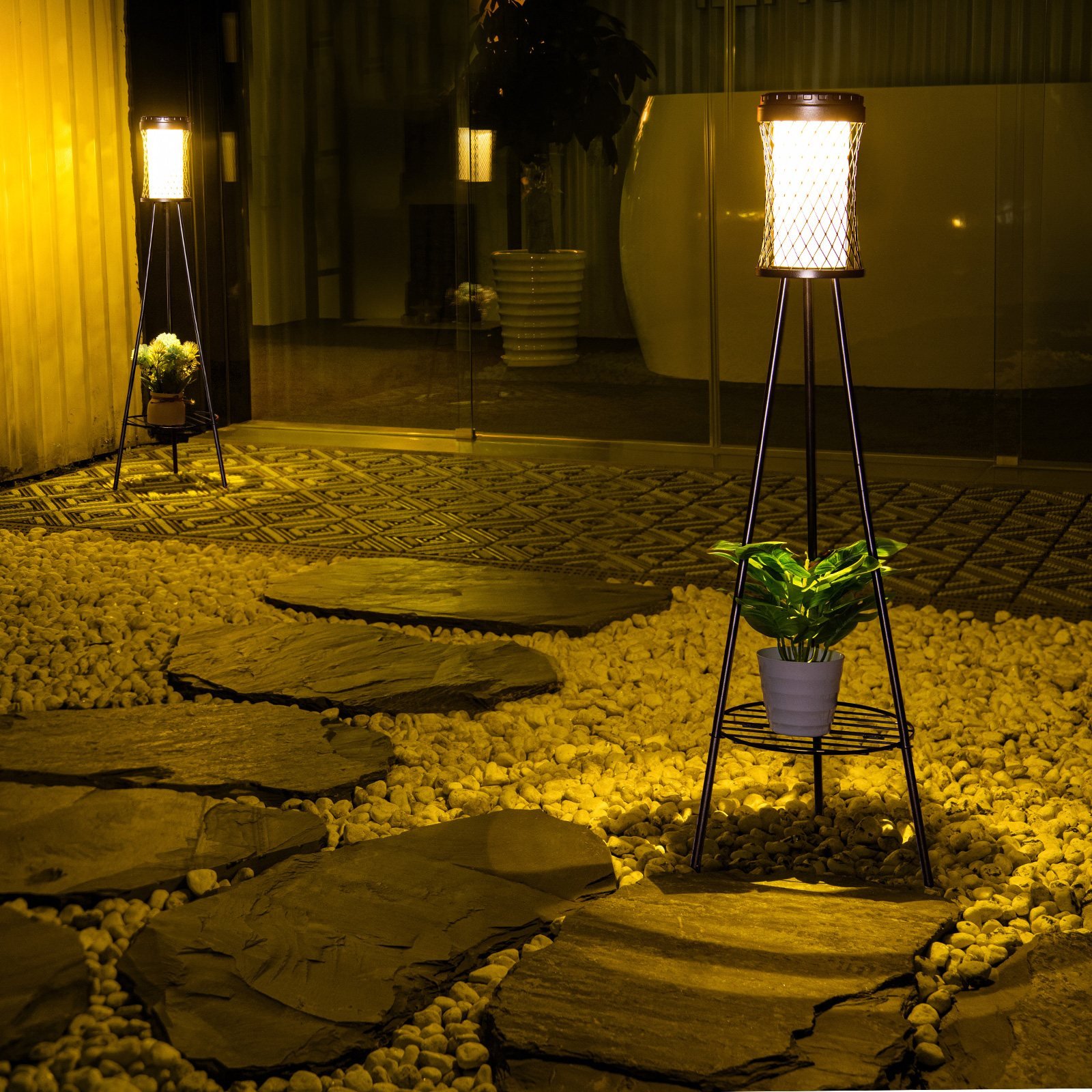 Solar floor lamp with plant stand – floor lamp design – Courtyard twisted waist 1