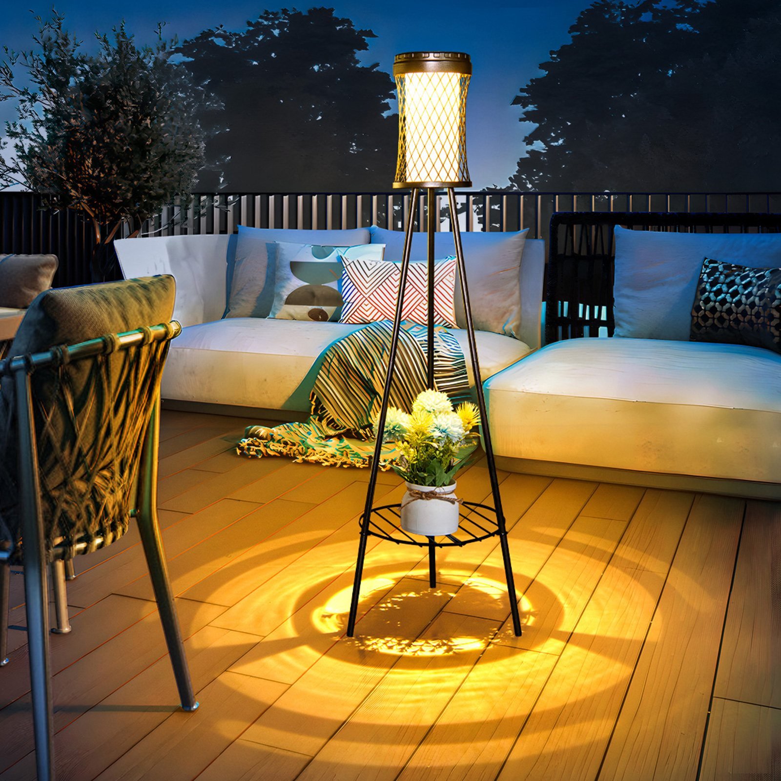 Solar floor lamp with plant stand – floor lamp design – Deck twisted waist 1