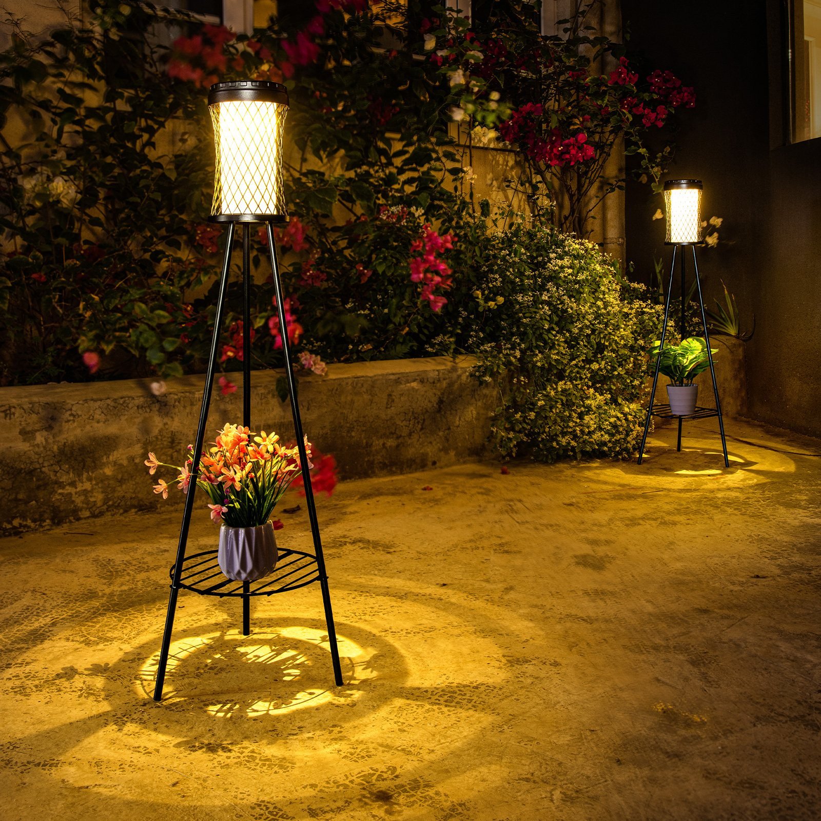 Solar floor lamp with plant stand – floor lamp design – Garden twisted waist