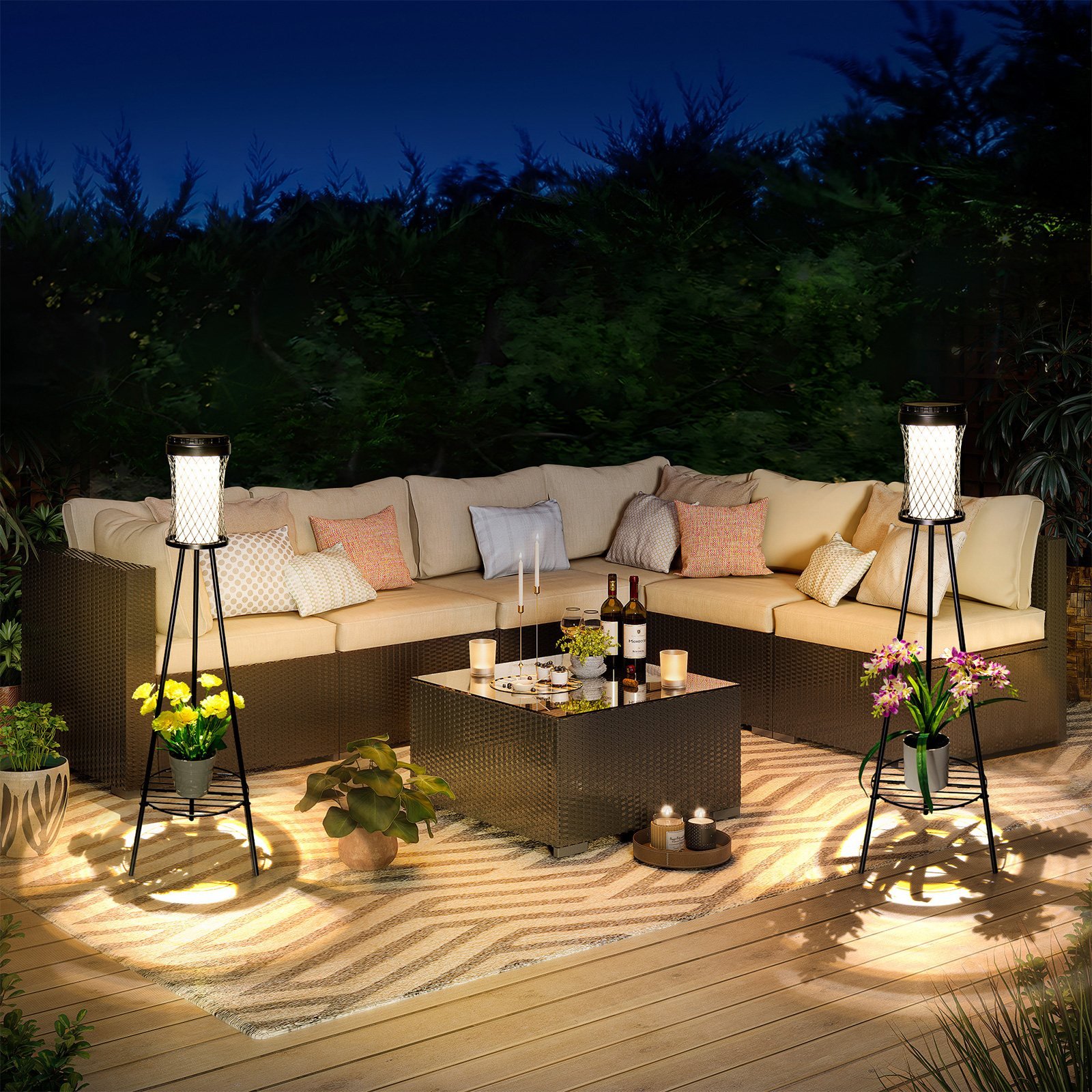 Solar floor lamp with plant stand – floor lamp design – Patio twisted waist 1