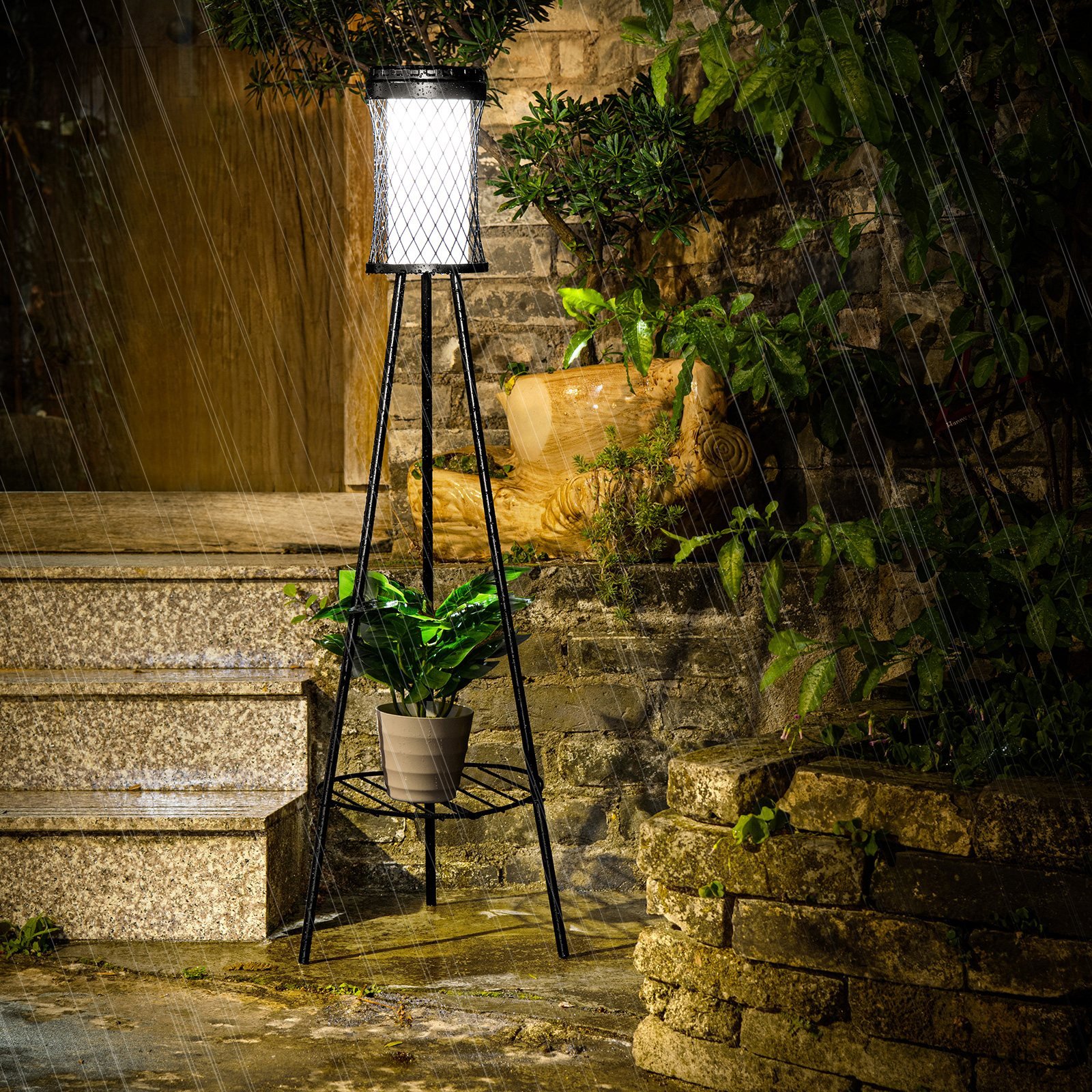 Solar floor lamp with plant stand – floor lamp design – Porch twisted waist 1