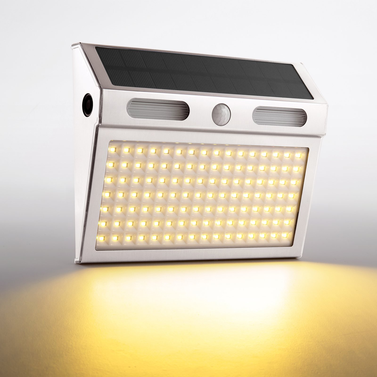 إضاءة جدارية شمسية بحساس حركة 112 LED – منظر كامل – Warm Lighting