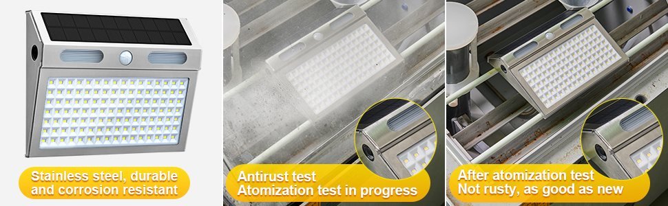 إضاءة جدارية شمسية بحساس حركة 112 LED – منظر كامل – antirust 02