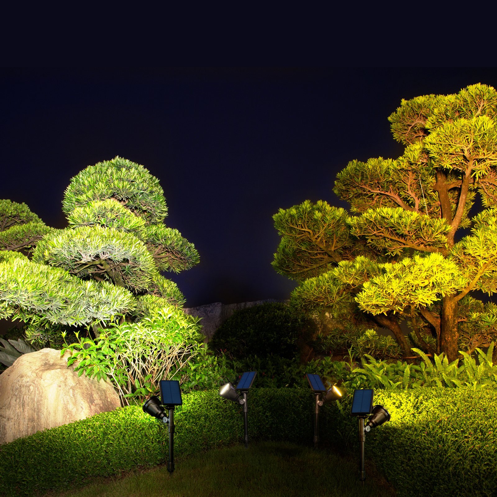 كشاف شمسي 18 LED – منظر كامل للكشاف – spotlight tree white light 06 2