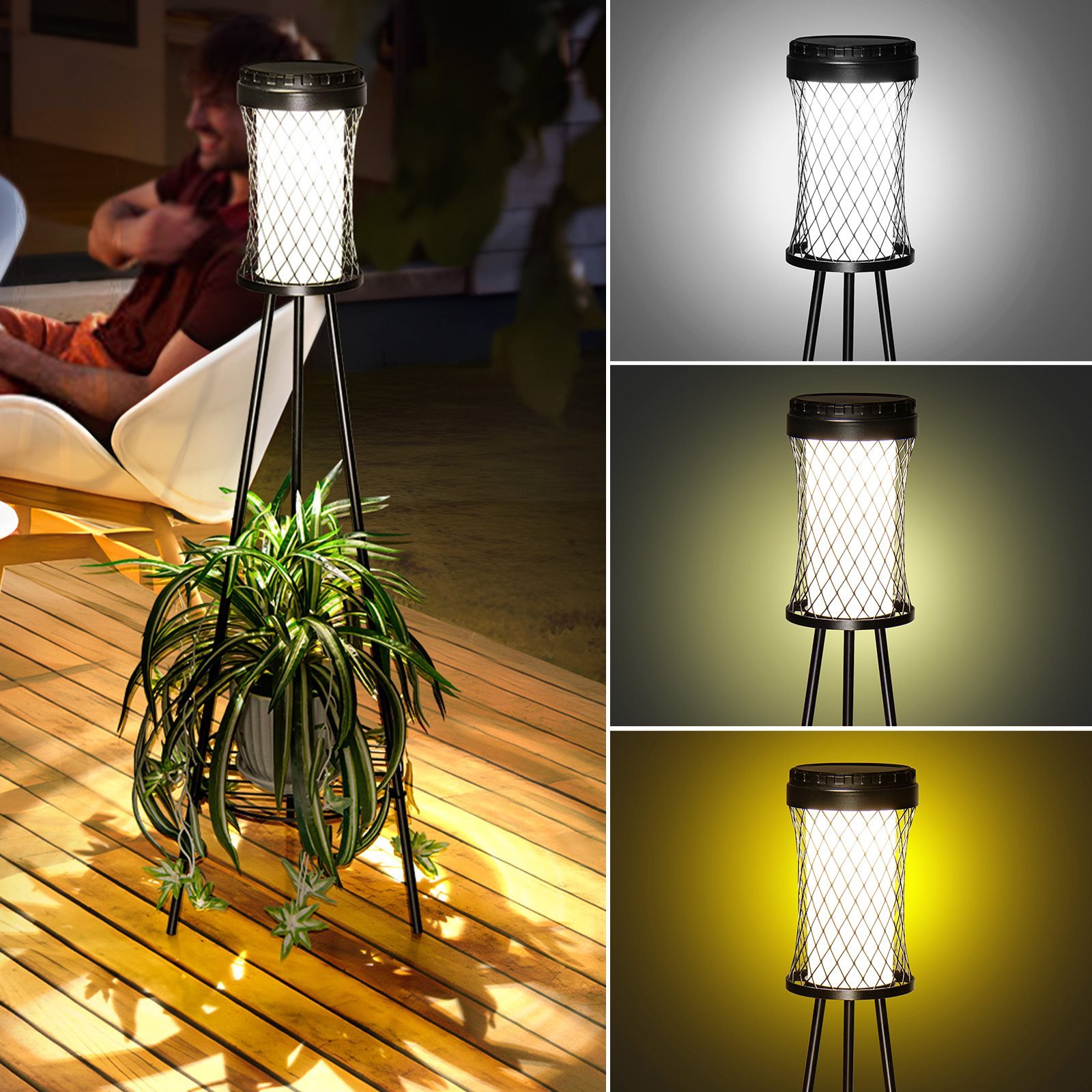Solar floor lamp with plant stand – floor lamp design – twisted waist 3 lighing mode